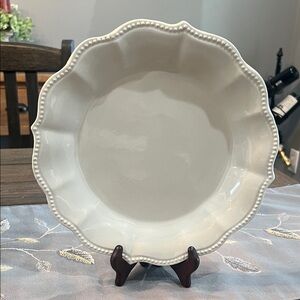 Pioneer Woman Elegant White Ceramic Dinner Plate 10.5 Inch